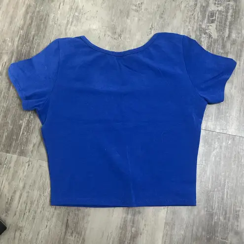 Cropped Cap Sleeve TShirt Blue Size Small