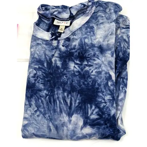 Self E Small Blue and White Rayon Short Sleeve Tye Dye T