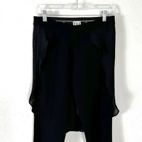 Haute Hippie Fairy Georgette Shirttail Black Pants Size 2 Silk WhimsyGoth