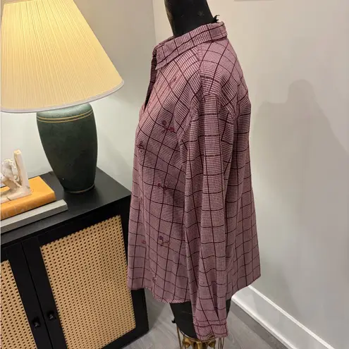 Classic Elements Plum Purple Gingham Embroidered Cottage Educator Top Size Large
