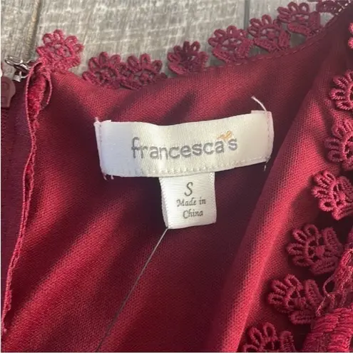 Francesca's Size Small Deep Red Lace Formal Dress.