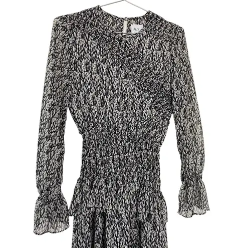 MISA Los Angeles Sophia Asymmetrical Ruffle Smocked Midi Dress