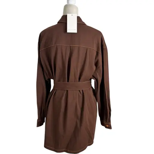 The Fifth Label NWT Denim Cathedral Belted Mini Utility Dress Brown Size S