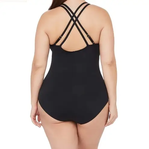 La Blanca Island Goddess Cross-Back One Piece Black Size 6