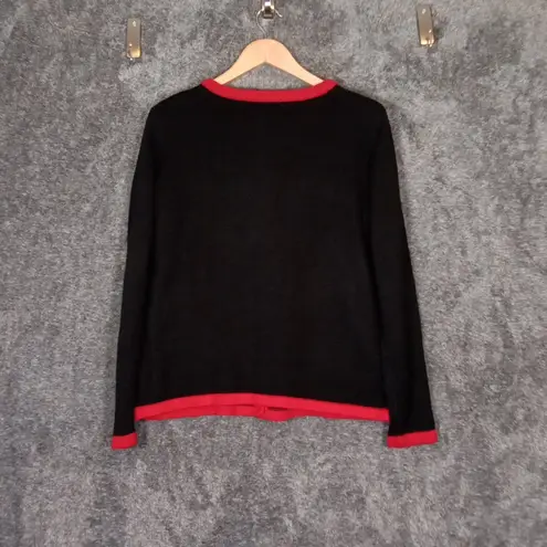 Erika Black Christmas Holiday Natti Style Cardigan Button Up Womens Medium
