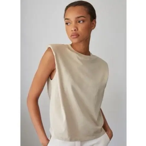 Babaton Aritzia Women's Size 1X Beige Padded Shoulder Sleeveless Tank Top