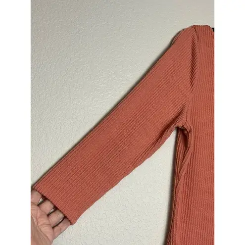 Andrea Jovine Women's Top M Warm Soft Orange Ribbed Boat Neck Soft Casual Comfy Size M