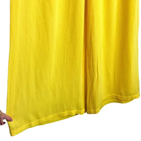 L'Agence Pants Womens Small Yellow Nikita Wide Leg Crepe in Light Maiz Crinkle