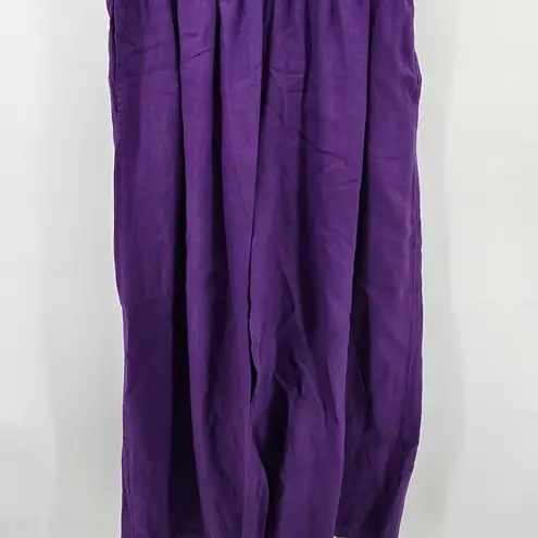 Bryn Walker Linen Set Tunic Top Pants Purple Oversized Crop Wide Leg Pants Large
