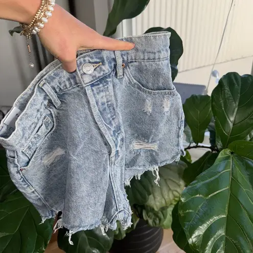 PacSun  Eco Medium Blue Ripped Vintage High Waisted Denim Shorts