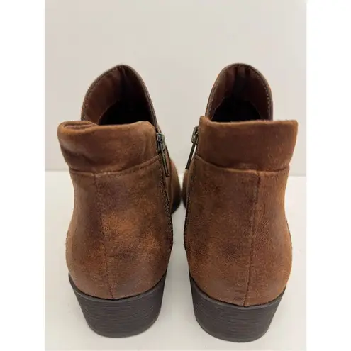 Sun + Stone Ankle Boots Size 7 Brown Double Zip Almond Toe Cushioned NEW