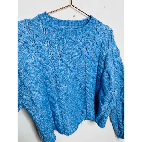 Rachel Parcell Baby Blue Cable Knit Long Sleeve Crewneck Sweater size Small