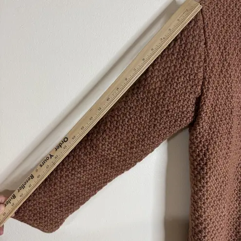 Chunky Knit Sweater Womens Medium Brown Button Front Cozy Textured Cardigan