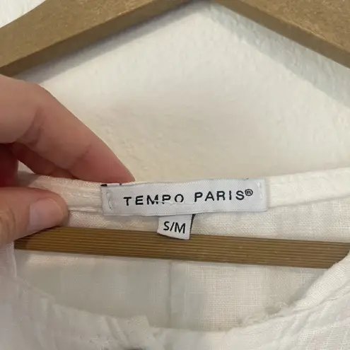 Tempo Paris Jacket Womens Small Medium White Linen Hooded Button Front Italy