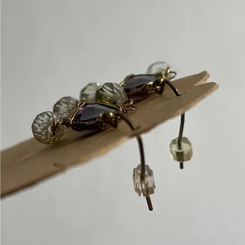 Elegant Gold and Purple Dangle Earrings