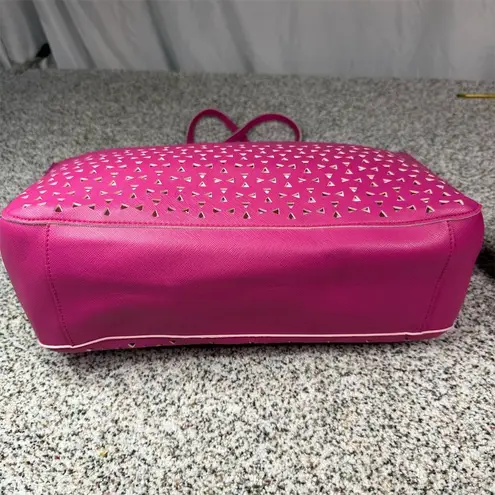 Bath & Body Works Pink Tote Bag with Perforated Design & Pouch