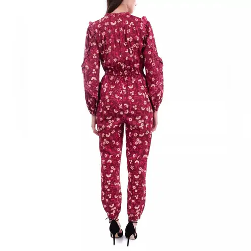 Ulla Johnson Delphine Burgundy Floral Printed Scoop Neck Jumpsuit Size 2 NEW