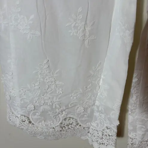 We Wore What NWT Tie Waist Pant Ivory Lace Trim Straight Leg Size Small