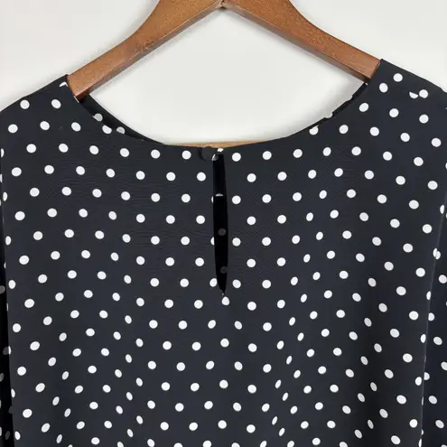 Maggie Barnes Blouse Top Womens 4X Black Polka Dot Short Sleeve Relaxed Fit Boxy