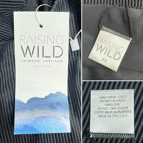 NWT Raising Wild The Claire Onyx Black Ribbed One Piece Cutout Swimsuit Size XS
