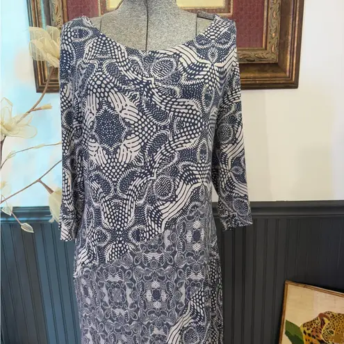 Soft Surroundings Juliette Jersey Maxi Dress Dark Navy Neutral Tile ~ Sz XL ππ
