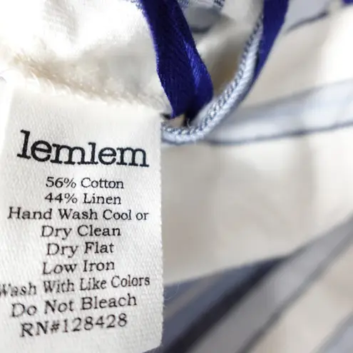 Lemlem Halima Blue White Striped Lace Up Tunic Mini Dress XS