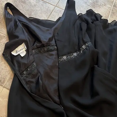 Michaelangelo empire waist sleeveless formal black maxi dress backless flawless