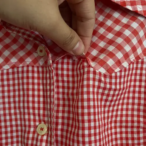 Vintage Jori California Red Gingham Western Button Up Shirt 70s Retro Blouse