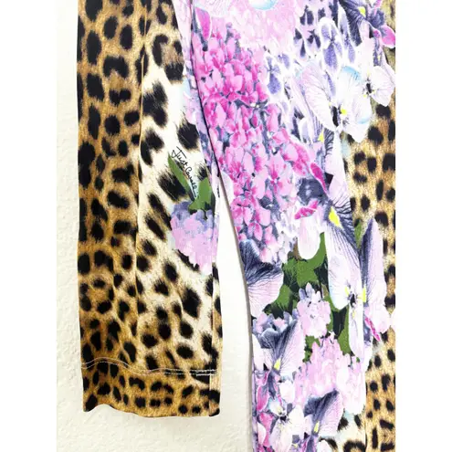 Just Cavalli Roberto Cavalli Y2k Mini Dress Size XL Animal Print Floral 90s Euro