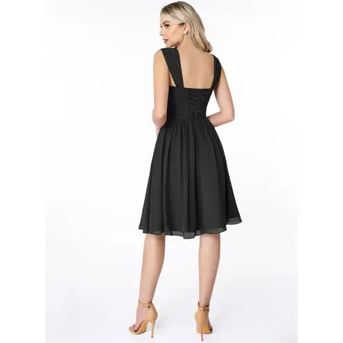 Azazie Black Angie Dress Sz A4 Aline Corset Chiffon Dress Formal Bridesmaid