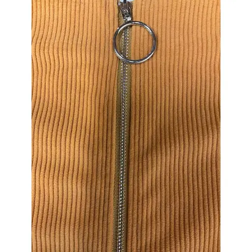 Cider Women's Corduroy Zipper Front Mini Skirt Ginger Plus Size 1XL Retro