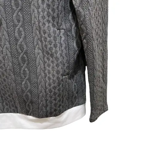 Andthewhy Textured Knit Double Layered Hoodie Sweatshirt Grey White Size Small