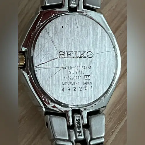 Seiko Ladies Watch 5 Bar Gorgeous White Dial Two-Tone Bracelet Date Window