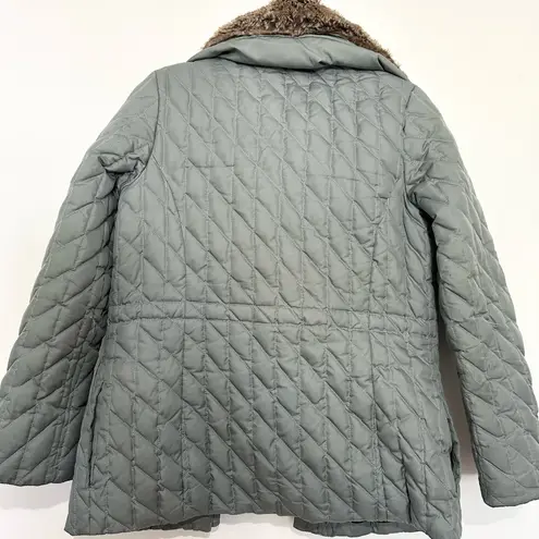 Eddie Bauer  Goose Down Zip Button Quilted Puffer Fur Jacket Coat Women's XS