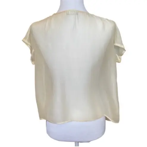 Dries Van Noten Minimalist Chic Cream Silk Sheer Blouse Top Size 42 US Large