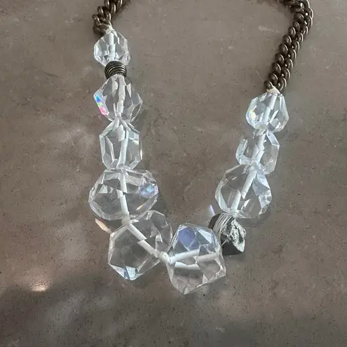 Silpada Crystal Bead Brass Chain Statement Necklace with Pyrite