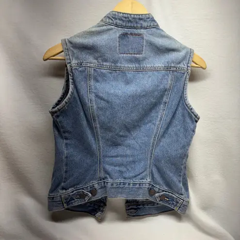 Levi Strauss Signature Women's Denim Vest Sleeveless Button Front Collared Blue
