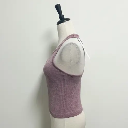 CRZ Yoga Heather Misty Merlot Ribbed Racerback Long Line Crop Tank Top Large NWT