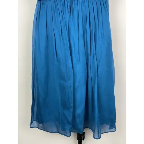 J.Crew J.‎ Crew Blue 100% Silk Crinkle Chiffon Flowy Strapless Mini Dress Size 0P