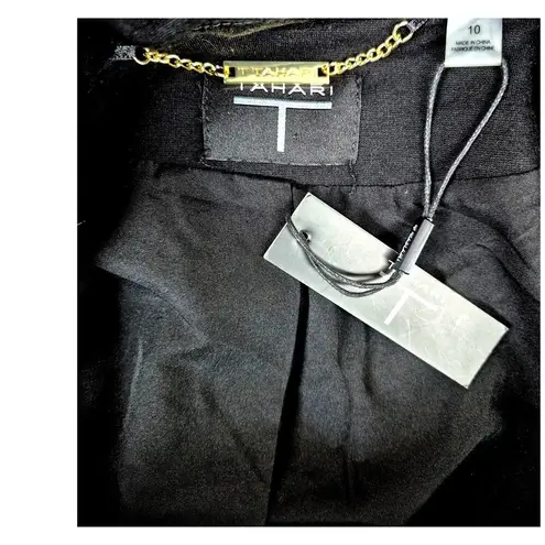 Tahari NWT Short Black Open Dress Jacket Rayon Blend Satin Lined Sz 10 NWT