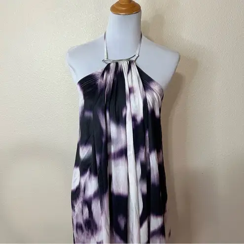 KAUFMANFRANCO Purple Tie Dye Flowy Halter Maxi Dress SMALL