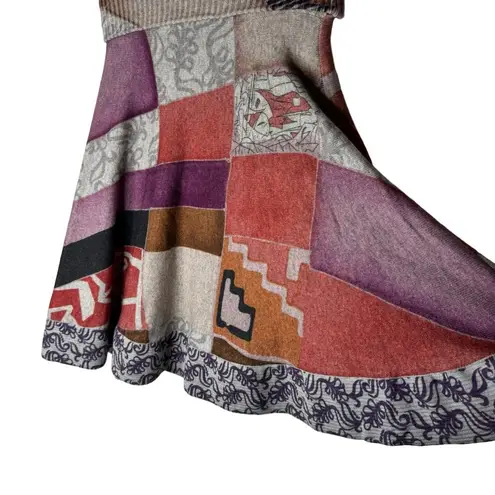 Etro Art Deco Wool Cashmere Silk Skirt IT44 US 8 Purple