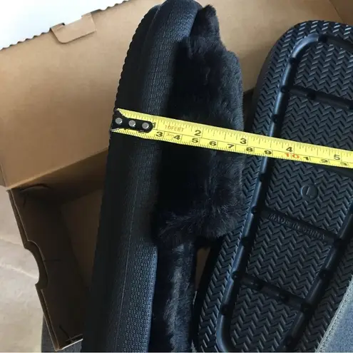 32 Degrees Heat Plush Faux Fur Cushion Slide Slipper, Black, NEW, Size L