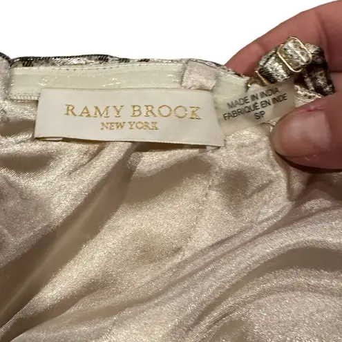 Ramy Brook SADIE GOLD OLIVE METALLIC THREAD ADJUSTABLE PLAID CROP TOP S