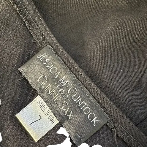 Gunne Sax Jessica McClintock Black Dress Size 7 Ruffles Split Feminine Chic y2k