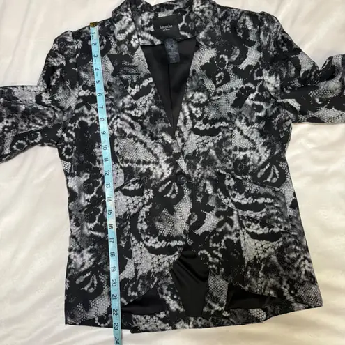 Smythe Les Vestes Black White Snake Lace Print Blazer Jacket Size 10