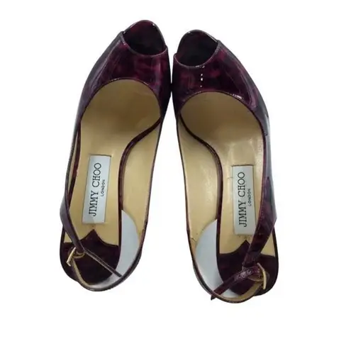 Jimmy Choo Nova Plum Tortoiseshell Patent Leather ~ 6