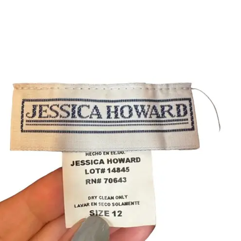 Jessica Howard Black & Pink Floral Mock Neck Opened Front Jacket Women Sz 12 VTG