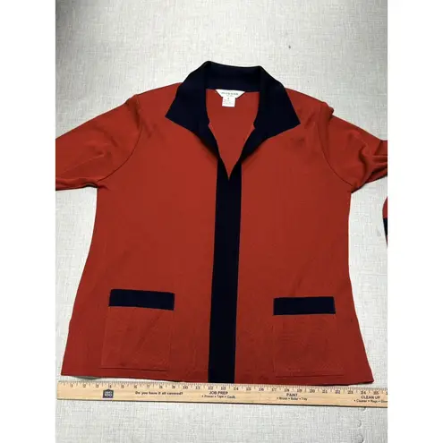 Misook Exclusively  Cardigan 3X Red Black Color Block Acrylic Knit Sweater