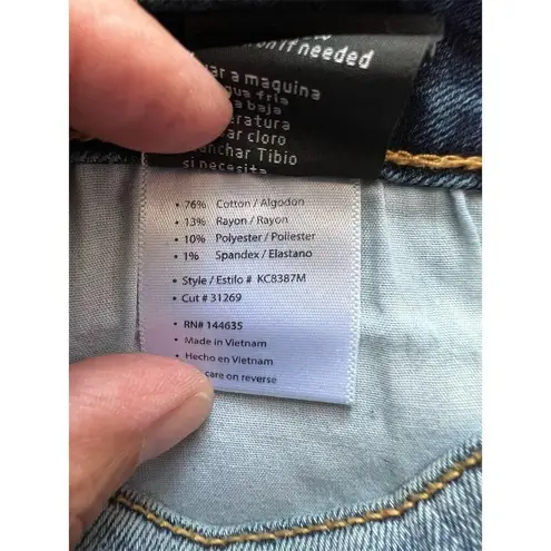 Kancan Women's Mid Rise Super Skinny Distressed Jeans Blue Size 9/28